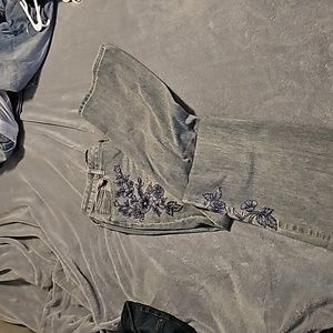 Embroidered boot cut jeans